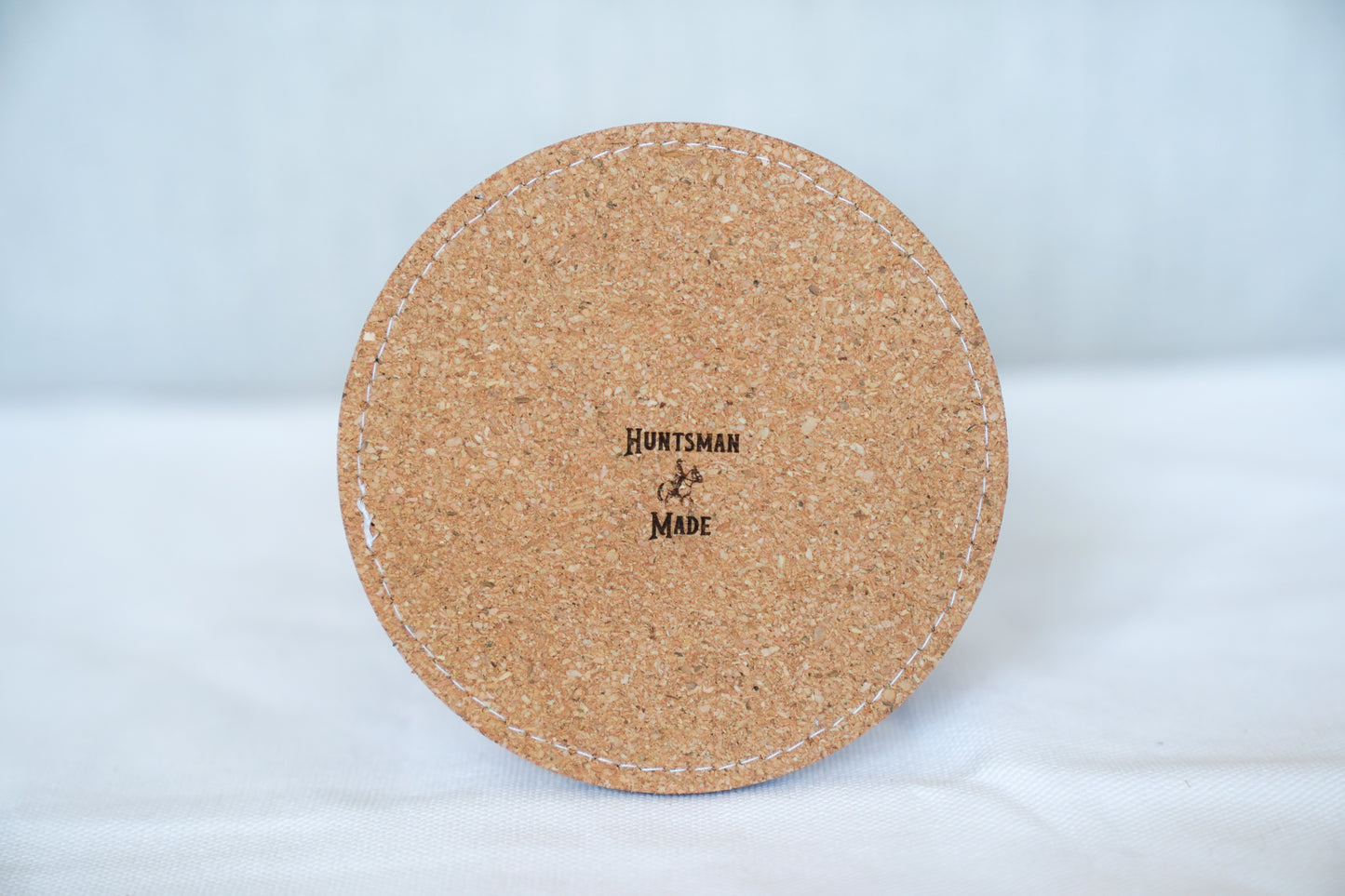 Waxed Leather Coaster - Custom (Single/White stitch)