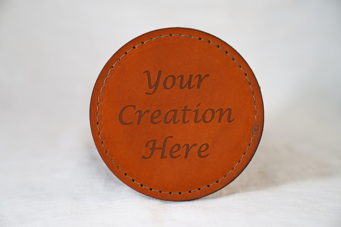 Waxed Leather Coaster - Custom (Single/Tan stitch)