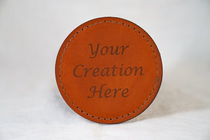 Waxed Leather Coaster - Custom (Single/Tan stitch)