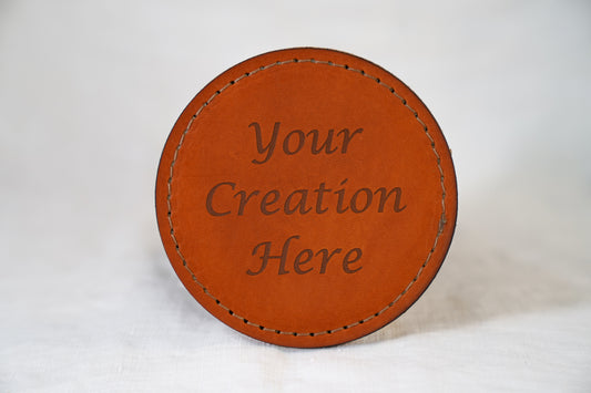 Waxed Leather Coaster - Custom (4-Pack/Tan stitch)