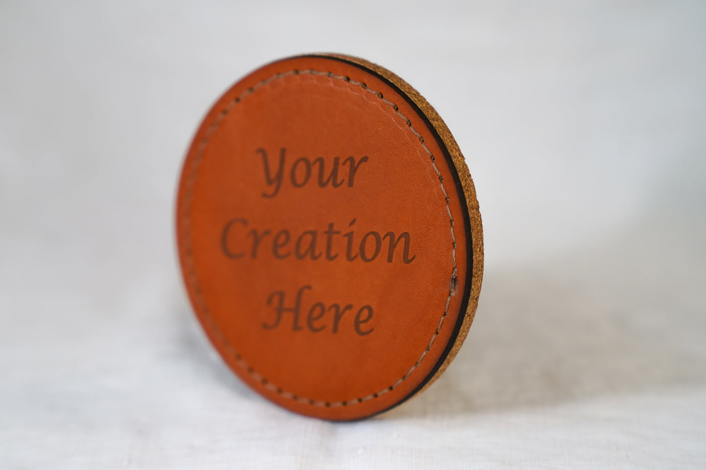 Waxed Leather Coaster - Custom (Single/Tan stitch)